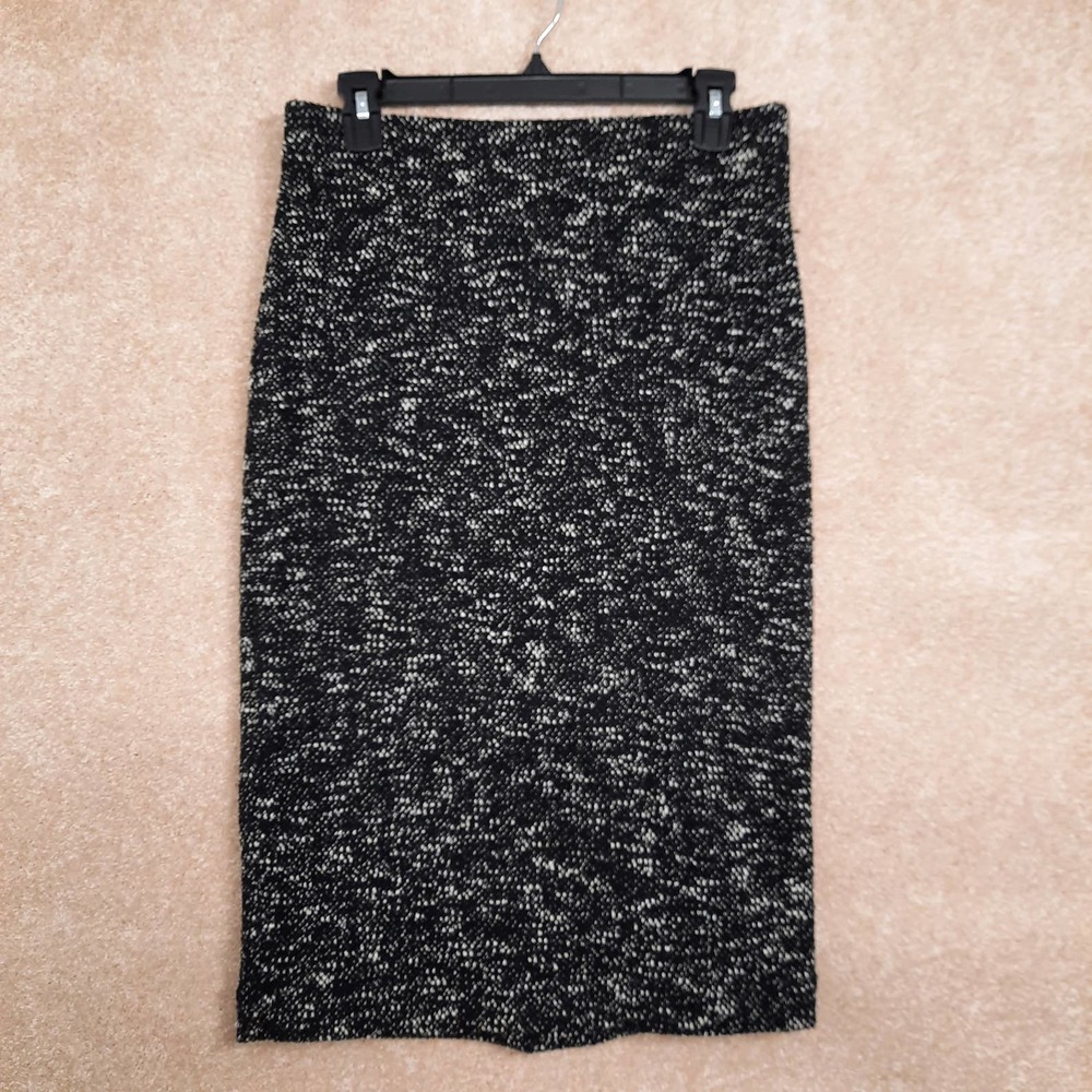 Ann Taylor Woven/Knit Black Pencil Midi Skirt Size 4